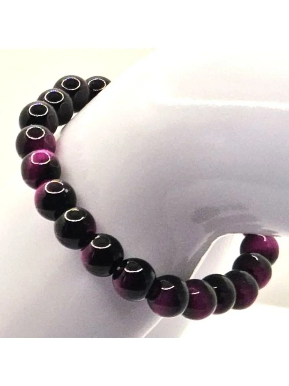 Men's Beaded Stretch Bracelet For Men Purple & Black